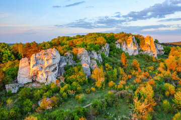 Aerial view of Skaly Rzedkowickie Jurassic highland in Silesia Poland