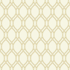 Seamless vector ornament. Modern wavy background. Geometric modern pattern with golden dotted wavy lines