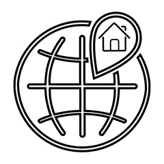 warehouse and location mark, vector icon
