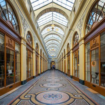 Interior of the Gallerie Vivienne, covered passage in Paris, France