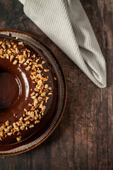 Chocolate cake with ganache and chestnuts