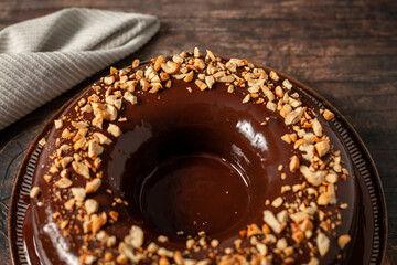 Chocolate cake with ganache and chestnuts