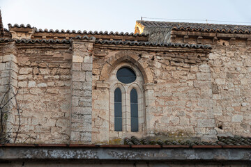 Obraz premium Ciudad Real, Spain. Gothic window at the Iglesia de Santiago (St James Church), a Romanesque Gothic church built in the 13th Century
