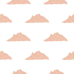Mountain peak engraved seamless pattern. Vintage background rock landscape in hand drawn style.