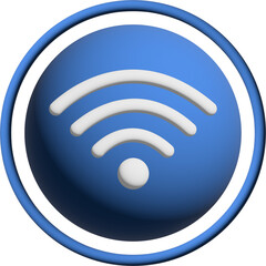 wifi internet sign or symbol,wifi,blue white background,3d render