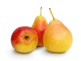 three pear on white