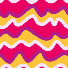 Funny horizontal waves seamless pattern. Hand drawn abstract wavy line endless wallpaper.