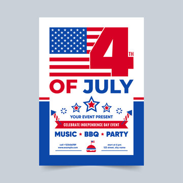Happy independence day 4th July poster template. United States of America day. Happy independence USA. Vector Illustration.