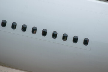 close-up windows of airplane 