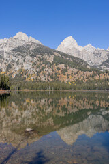 Scenic Taggart Lake in Teton National Park in Autumn