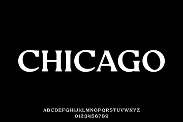 Unique alphabet set display font vector with number