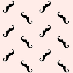 Simple seamless pattern with moustache. Vector contour illustration.