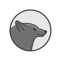 Vector logo design template - illustration of wolf head. Contour vector illustration for emblem, badge, insignia.