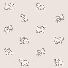 Cartoon happy bulldog - simple trendy pattern with dogs. Flat vector illustration for prints, clothing, packaging and postcards. 