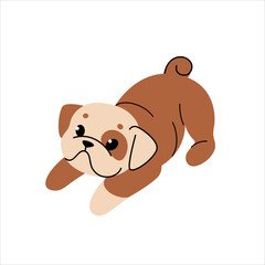 Bulldog. Cute dog character. Vector illustration in cartoon style for poster, postcard.
