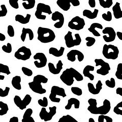 Leopard Print Skin. Monochrome Black and White Seamless Pattern. Exotic Wild Animal Spot Wallpaper. Trendy Simple Leopard Print. Vector Illustration