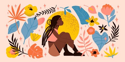 Obraz na płótnie Canvas Black Girl Woman Big Colored Concept
