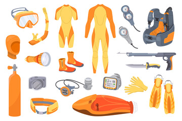 Diving Equipment Icon Set