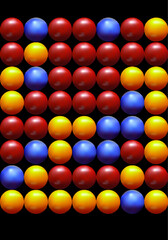 illustration of a set of beautiful multicolored decorative balloons on a black background.