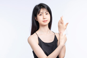Fototapeta na wymiar Asian girl on white background
