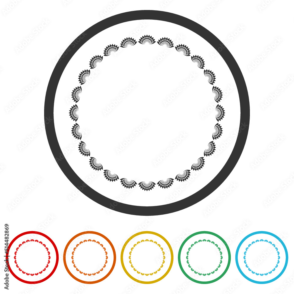 Poster lotus frame icons in color circle buttons