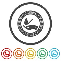 Dermatology test icons in color circle buttons