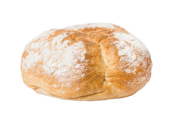 Bread top view cut out. Freshly backed Bread isolated on white background. Fresh organic loaf
