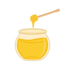 Vector illustration. barrel of honey. honey in a jar