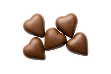 Top view Chocolate candy isolated on white background with clipping path and full depth of field. Flat lay. Set or collection