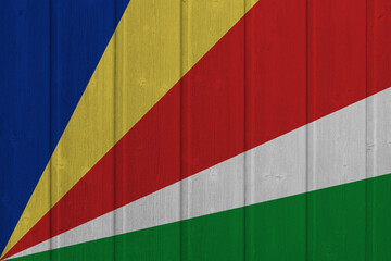 World countries. Wooden background in colors of flag. Seychelles