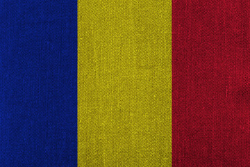 Patriotic classic denim background in colors of national flag. Chad