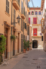 Fototapeta na wymiar Typical street in Palma on the island of Majorca