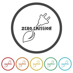 Fototapeta premium Zero emission icons in color circle buttons