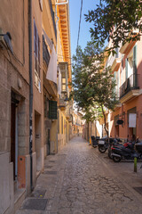 Typical street scene in the Mallorcan city of Palma 