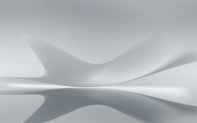 White and grey futuristic waves perspective background. 3d illustration. Winter landscape iceberg design.