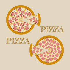 Vector pizza slice. Fast food illustration