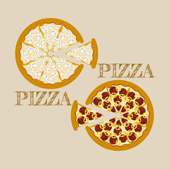 Vector pizza slice. Fast food illustration