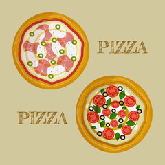 Vector pizza slice. Fast food illustration