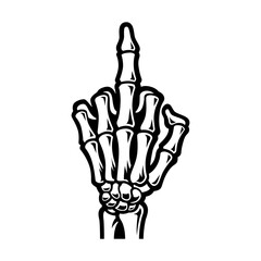 skeletons hand showing a middle finger - obrazy, fototapety, plakaty