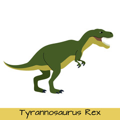 Tyrannosaurus Rex dinosaur vector illustration isolated on white background.