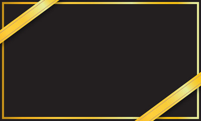 Abstract black background with golden ribbon. Luxury template design with dark  Vector illustration.