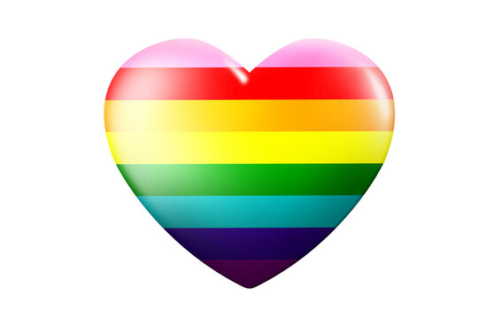 3d colorful rainbow cartoon heart shape isolated on white background 3d illustration.