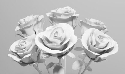 Roses Six White