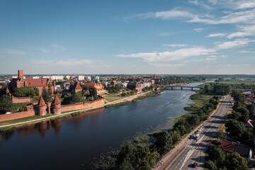 Fototapeta premium Panorama of the castle in Malbork from a height