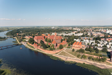 Fototapeta na wymiar Panorama of the castle in Malbork from a height