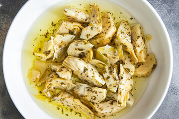 artichoke canned fresh healthy meal food snack diet on the table copy space food background rustic top view