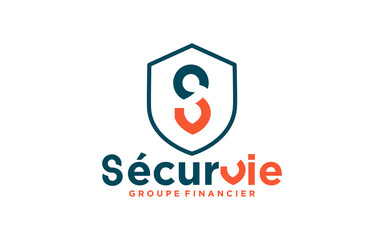 logo initial s with shield illustration design template