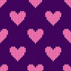 Knitted  Hearts Seamless Pattern - 514493817