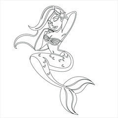 mermaid coloring page for kids and adults ,
