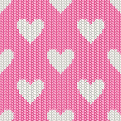 Knitted  Hearts Seamless Pattern - 514493838
